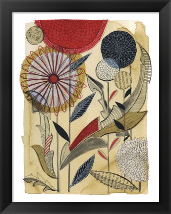 Framed Zinnias and Dandelions Print