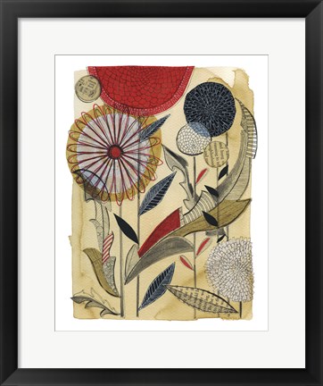 Framed Zinnias and Dandelions Print