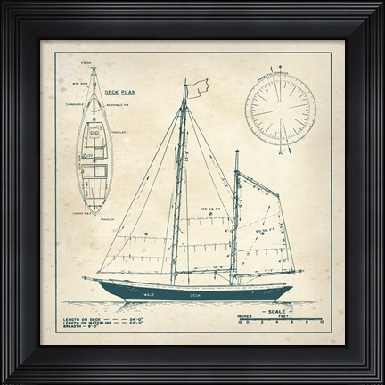 Framed Nautical Blueprint III Print