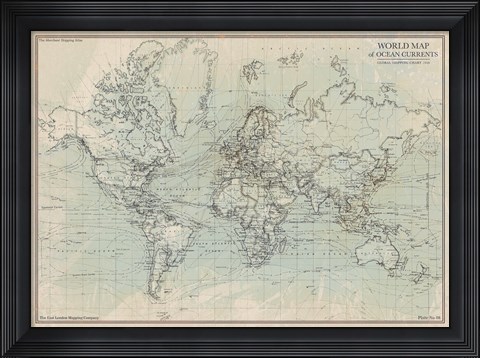Framed Ocean Current Map I Print