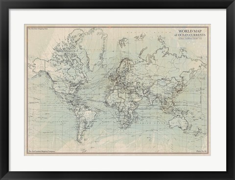 Framed Ocean Current Map I Print