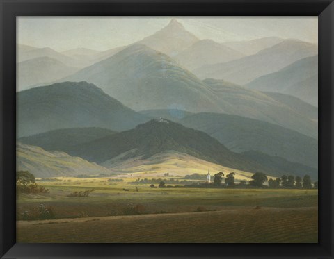 Framed Landscape with Mountains Print
