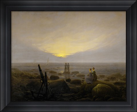 Framed Moonrise on the Seashore, 1821 Print