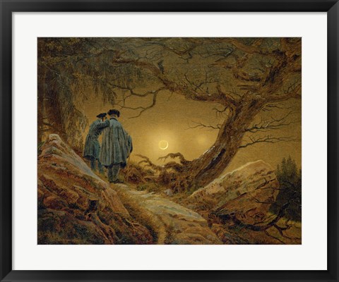 Framed Two Men Observing the Moon, 1819-1820 Print