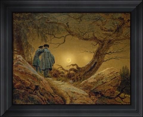 Framed Two Men Observing the Moon, 1819-1820 Print