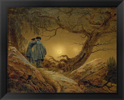 Framed Two Men Observing the Moon, 1819-1820 Print