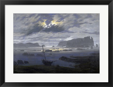 Framed Northern Sea by Moonlight Print