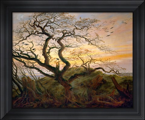 Framed Tree with Ravens and Prehistoric Tumulus on the Baltic Coast Print