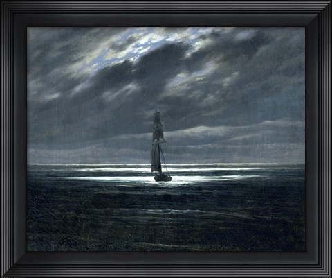 Framed Sea-Piece by Moonlight Print