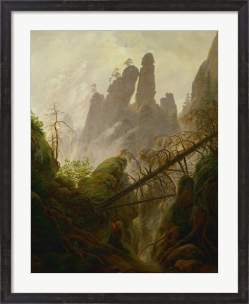 Framed Mountain Landscape (Felsenlandschaft im Elbsandsteingebirge), c 1822-1823 Print
