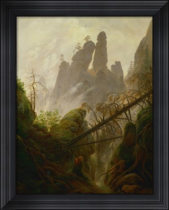 Framed Mountain Landscape (Felsenlandschaft im Elbsandsteingebirge), c 1822-1823 Print