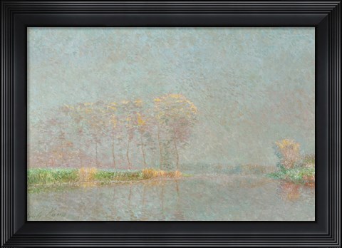 Framed Fog on the River Lys Canvas Print