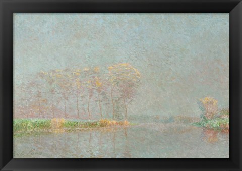 Framed Fog on the River Lys Canvas Print