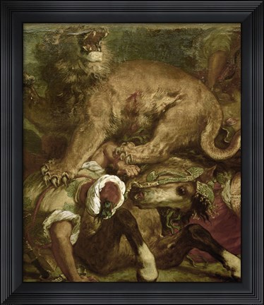 Framed Lion Hunt Print