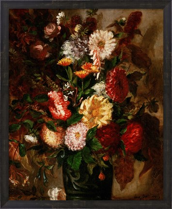 Framed Flowers in an Earthenware Pot, 1847 Print