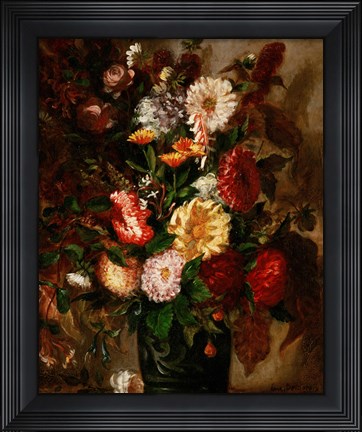 Framed Flowers in an Earthenware Pot, 1847 Print