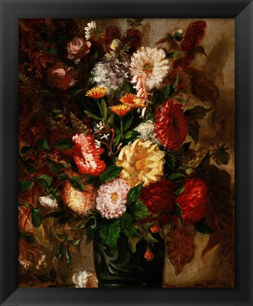 Framed Flowers in an Earthenware Pot, 1847 Print