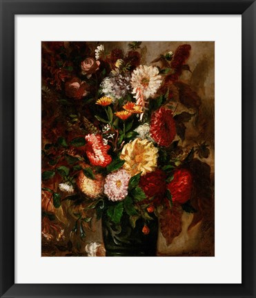 Framed Flowers in an Earthenware Pot, 1847 Print