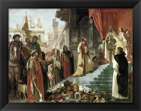 Framed Return of Columbus, Audience before King Ferdinand and Isabella of Spain, 1839 Print