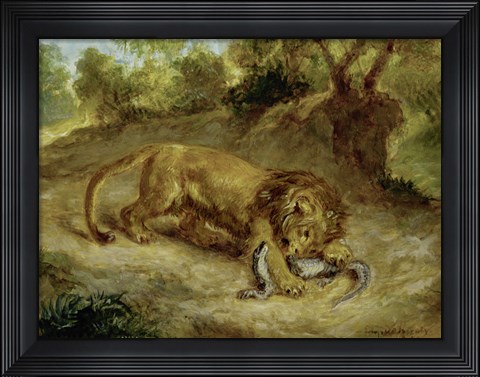 Framed Lion and Cayman, 1855 Print