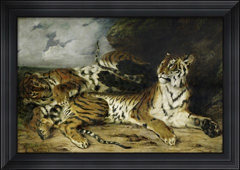 Framed Young Tiger Playing with its Mother, 1830 Print