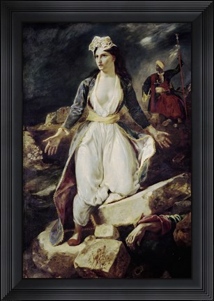 Framed Greece Expiring on the Ruins of Missolonghi, 1826 Print