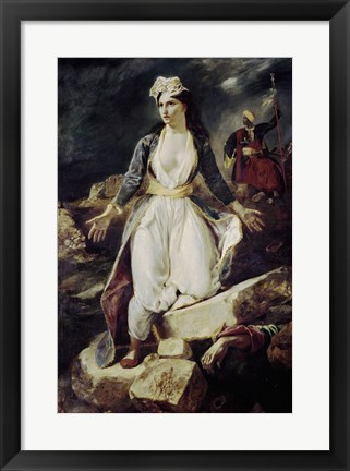 Framed Greece Expiring on the Ruins of Missolonghi, 1826 Print