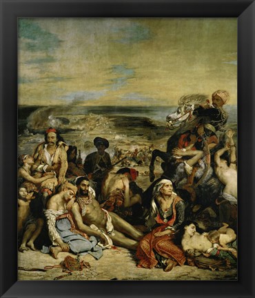 Framed Massacre of Chios Greek Families Waiting for Death or Slavery, 1824 Print