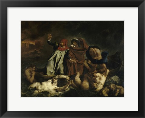 Framed Dante and Virgil in Hell (Dante&#39;s Boat) 1822 Print