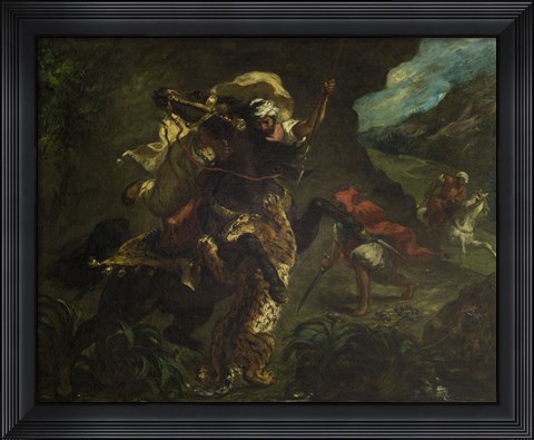 Framed Tiger Hunt, 1854 Print