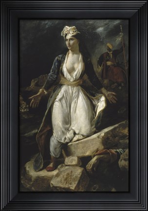 Framed Greece Expiring on the Ruins of Missolonghi, 1826 Print