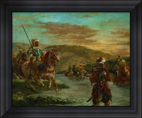 Framed Fording a River in Morocco, 1858 Print