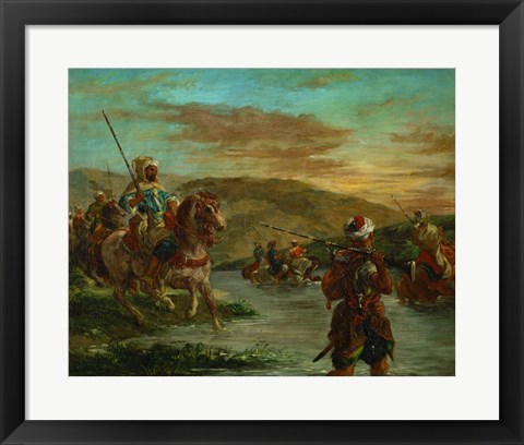 Framed Fording a River in Morocco, 1858 Print