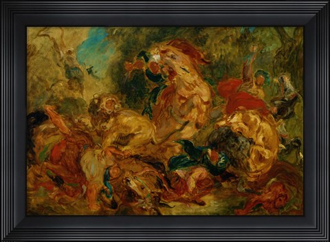 Framed Lion Hunt Print