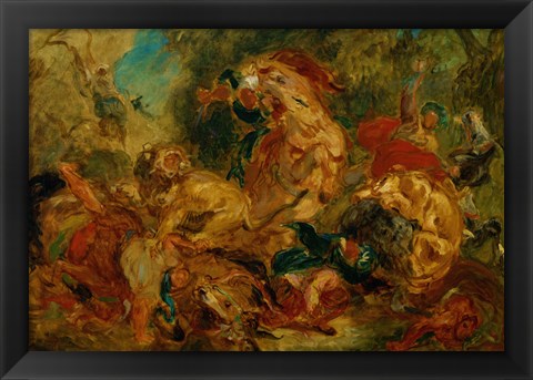 Framed Lion Hunt Print