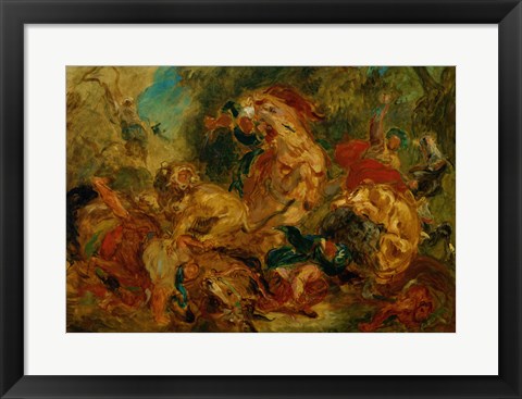 Framed Lion Hunt Print