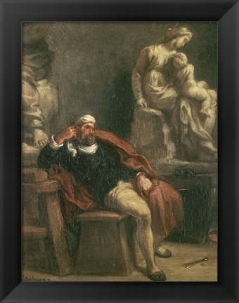 Framed Michelangelo in His Studio, c 1850 Print