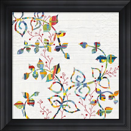 Framed Rainbow Vines with Berries Print
