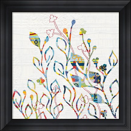 Framed Rainbow Vines with Flowers Print