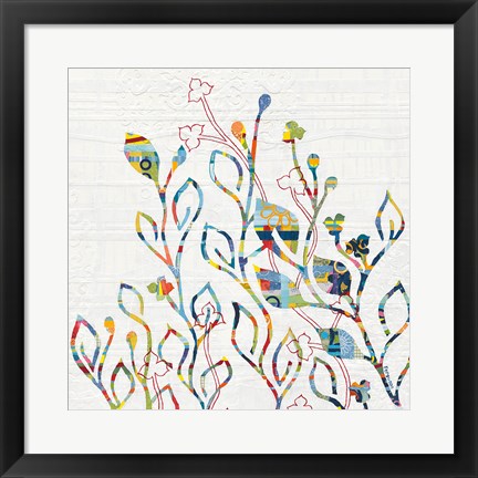 Framed Rainbow Vines with Flowers Print