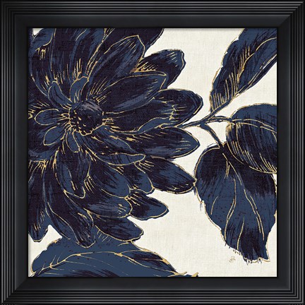 Framed Indigo Garden I Print