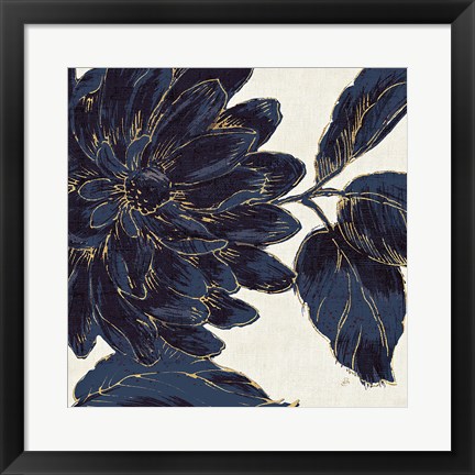 Framed Indigo Garden I Print