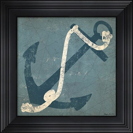 Framed Nautical Anchor Blue Print