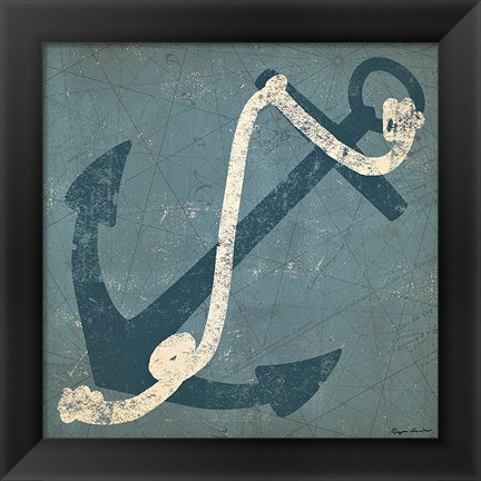 Framed Nautical Anchor Blue Print