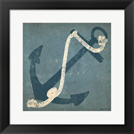 Framed Nautical Anchor Blue Print