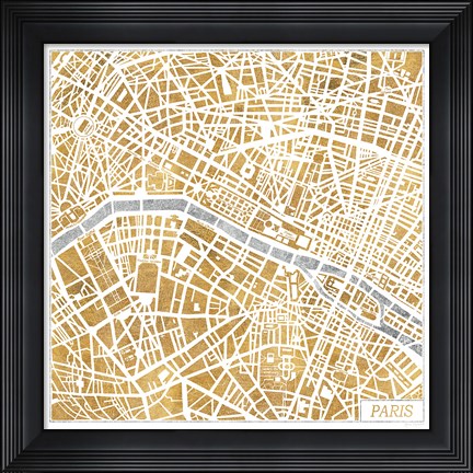 Framed Gilded Paris Map Print