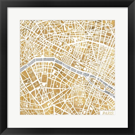 Framed Gilded Paris Map Print