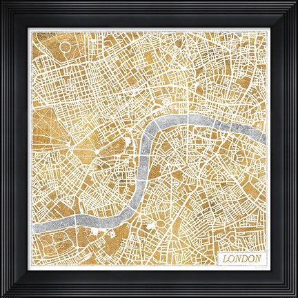 Framed Gilded London Map Print