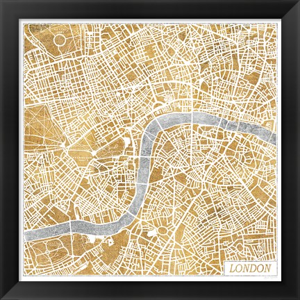 Framed Gilded London Map Print