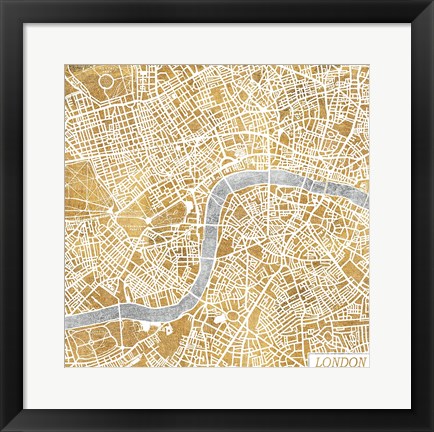 Framed Gilded London Map Print